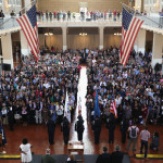 A naturalization ceremony at Ellis Island last year. Investigators at United States Citizenship and Immigration Services say that possible corruption among contract workers is going unexamined and puts the immigration system at risk. Credit John Moore/Getty Images