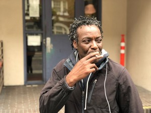 Sean Kayode is shown outside the Next Door homeless shelter in San Francisco on July 26, 2018. Photo Credit: David Gorn/CALmatters as reported on 9/13/18. 