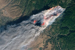 The Camp Fire in California as seen from the Landsat 8 satellite on November 8, 2018.