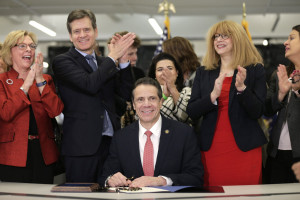 Gov. Andrew Cuomo signed the Child Victims Act on Feb. 14, 2019 which extended the statute of limitations on child sexual abuse filings for one year. Photo credit: AP Photo/Seth Wenig as reported by the Brooklyn Daily Eagle on 8/14/19.
